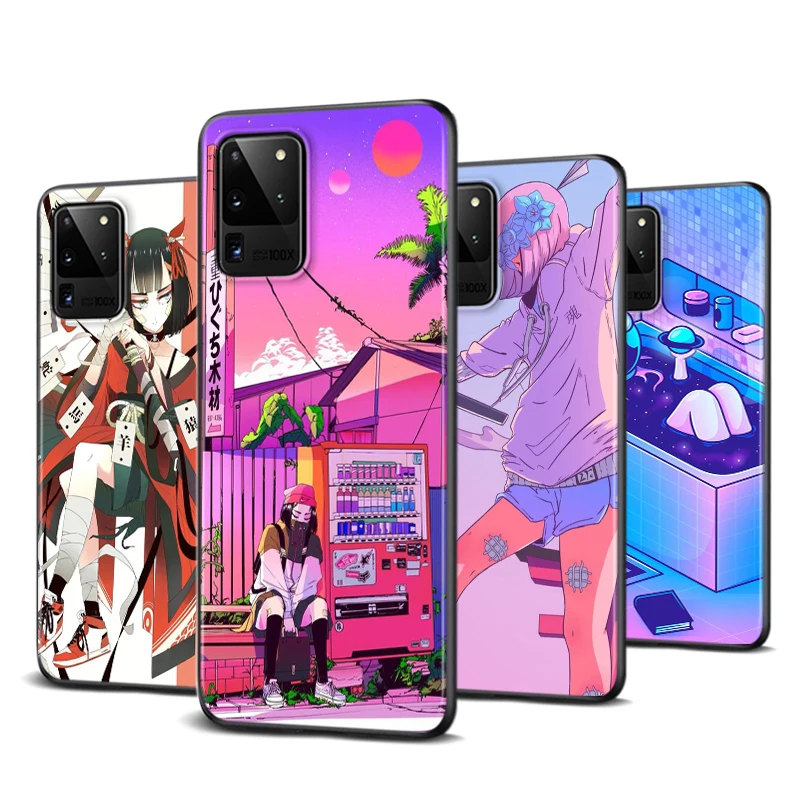 

Anime vaporwave aesthetic Phone Case For Samsung S22 S21 S20 FE Ultra Pro Lite S10 5G S10E S9 S8 S7 S6 Edge Plus Soft Cover