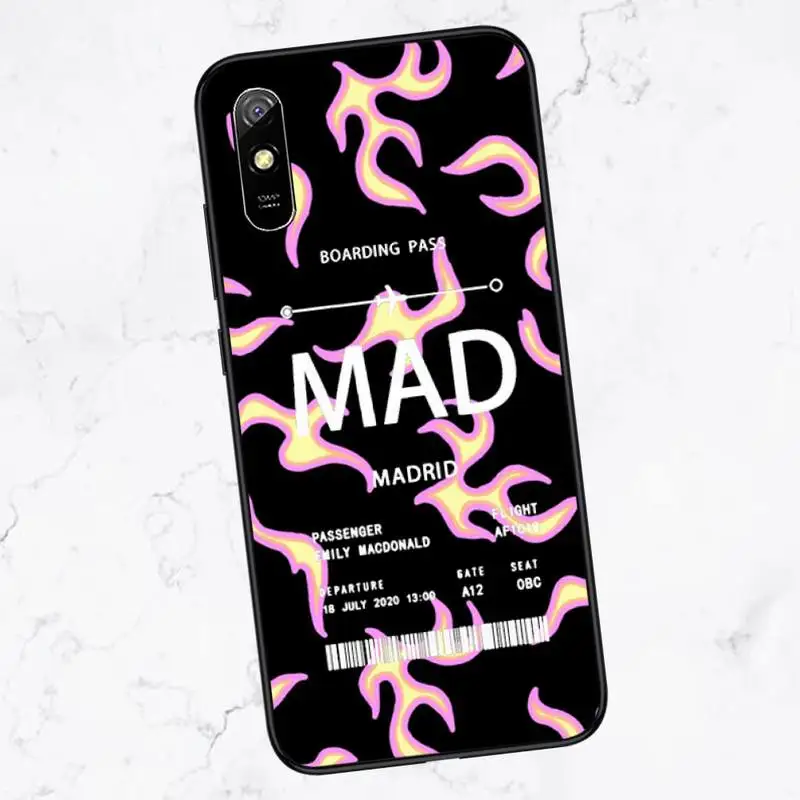 

flame Personalised Plane Ticket Phone Case For Xiaomi Redmi Note 4 4x 5 6 7 8 pro S2 PLUS 6A PRO