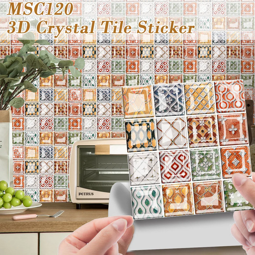 

Mosaic Tile Sticker 3D Self-Adhesive Removable Wall Paper Tile DIY Craft Decoration for Kitchen Bathroom плитка самоклеящеяся