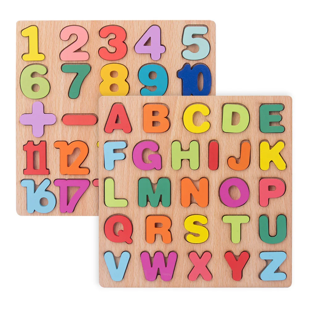 

Alphabet Digital Puzzle Wooden Toys Number Letter Matching Digital Cognitive Puzzle Paired Early Education Toys for Children