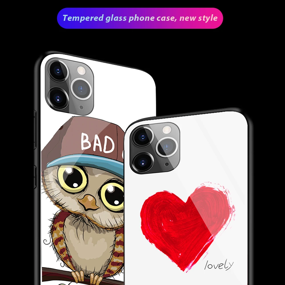 Модный чехол для телефона из закаленного стекла iphone 11 pro max 2019 7 8 6 6s plus X Xs XR задняя