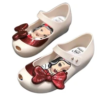 disney children shoes summer sweet new snow white bow beautiful girl deodorant breathable velcro jelly sandals for kids 4y 6y