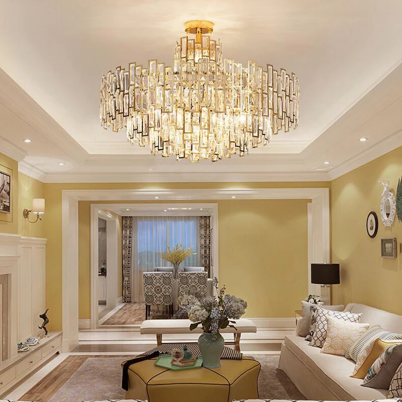 Роскошная хрустальная люстра Manggic Золотая подвесная лампа для гостиной