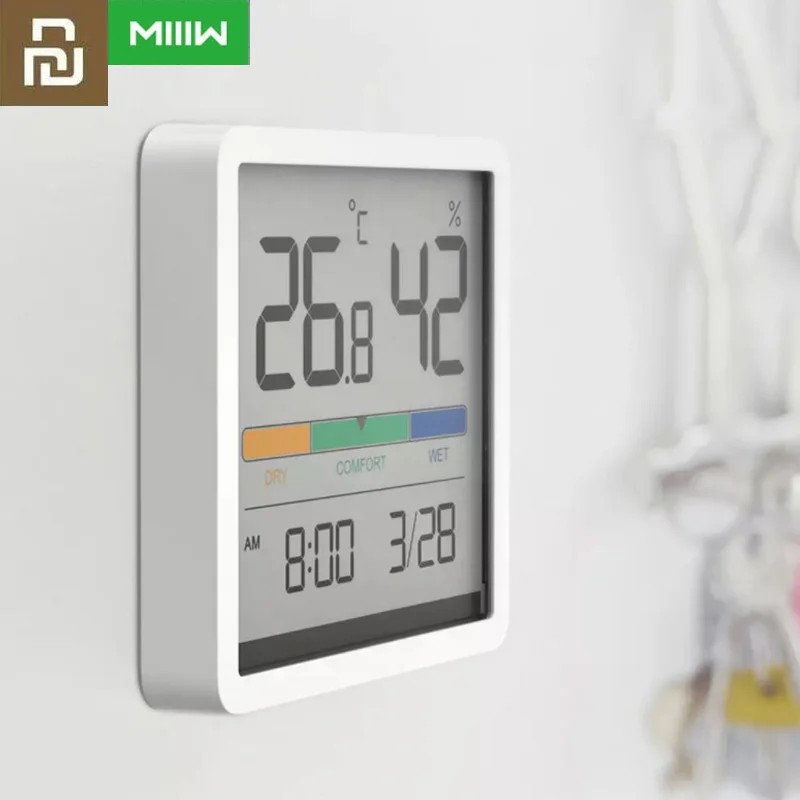 Новые часы Miiiw для измерения температуры и влажности, домашние и комнатные высокоточные детские часы C/F, монитор температуры, большой ЖК экран 3,34 дюйма
