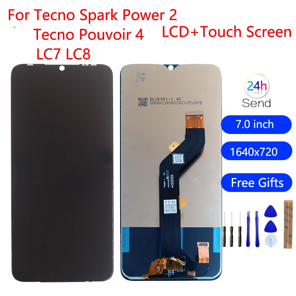 

Original For Tecno Spark power 2 LC7 LCD Display Touch Screen Digitizer Assembly For Tecno Pouvoir 4 Pouvoir 4 pro LC8 Screen