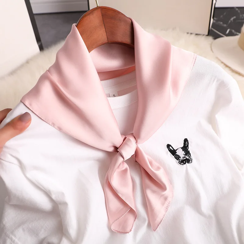 

New spring Women Scarf 70*70cm quality Solid color Square Small Scarves Chiffon Headscarf Beach Sunscreen Office Lady Shawl