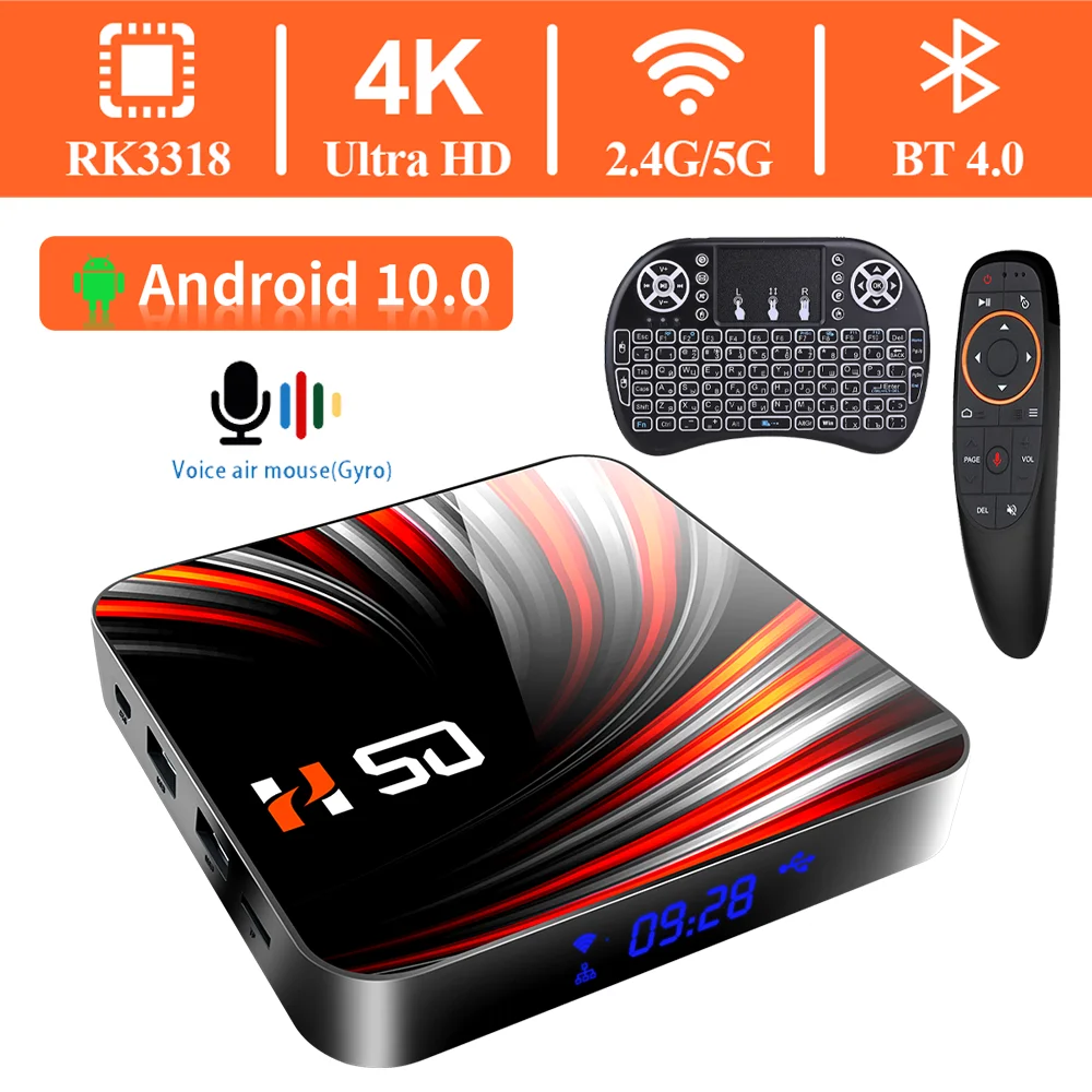 ТВ-приставка HONGTOP Android 4K Ultra HD TV 10 0 HDR 4 ГБ 64 Wi-Fi Google Play Store Смарт медиаплеер |