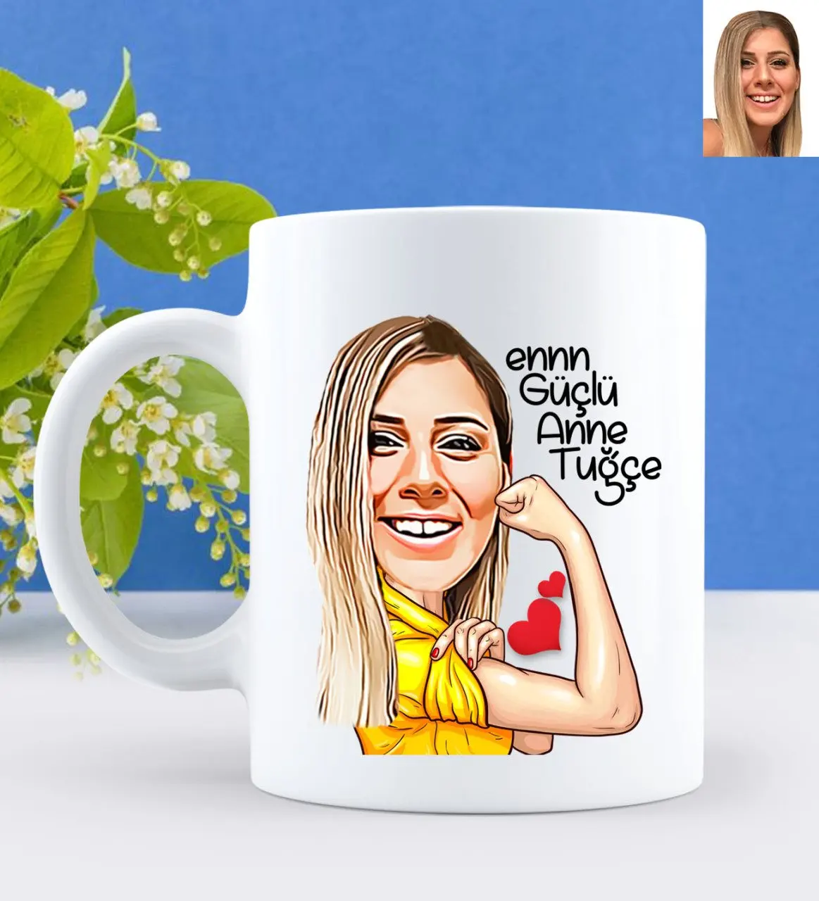 

Персонализированные самый мощный мать карикатура белая кружка Bardak-1