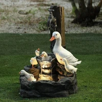 animal squirrel duck garden statue with solar lights waterfall fountain resin figurine ornament outdoor decorations