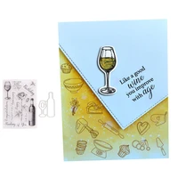 birthday wine glass metal cutting dies and clear stamps for scrapbooking crafts dies cut stencils card make album sheet