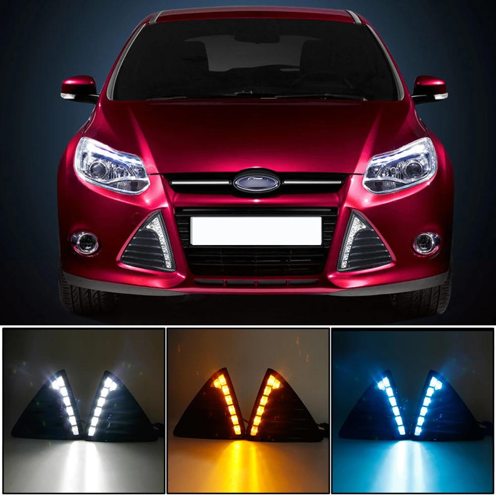 CAPQX для Ford Focus 2012 2013 2014 спереди Светодиодный дневной светильник DRL Светильник