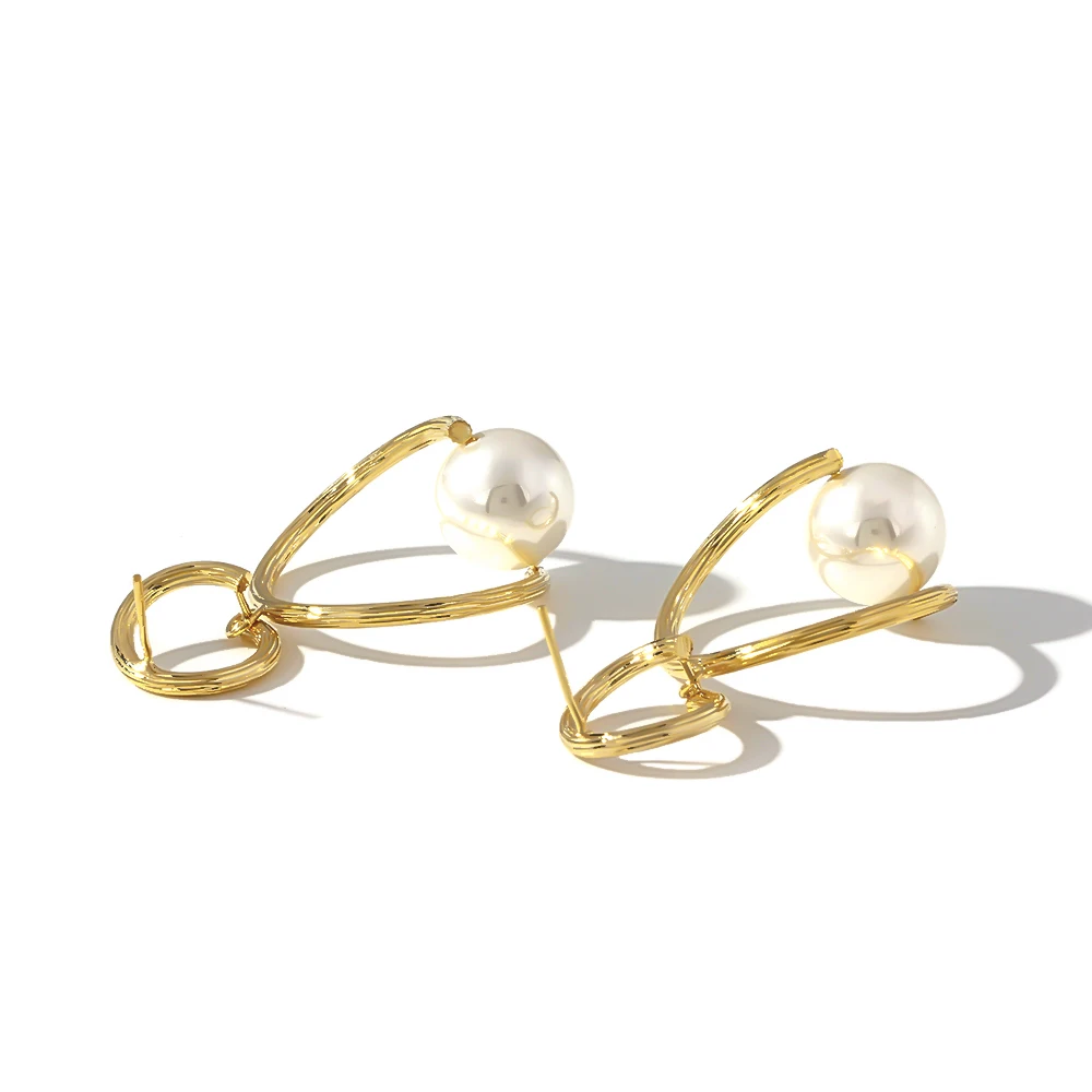Yhpup Korean Minimalist Dangle Earrings Personality Imitation Pearls Metal Gold Oorbellen Pendientes Mujer Moda 2019 | Украшения и