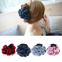 vintage fabric rose flower large hair clamp claw jaw accessories gift 4 colors
