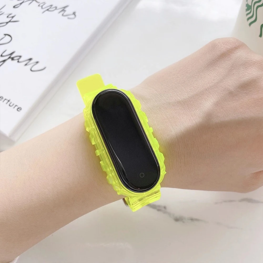 

Transparent Candy Style Silicone Strap for Xiaomi Mi Band 5 Sports Wristband Breathable Wear Resistant Bracelet Wear Resistance
