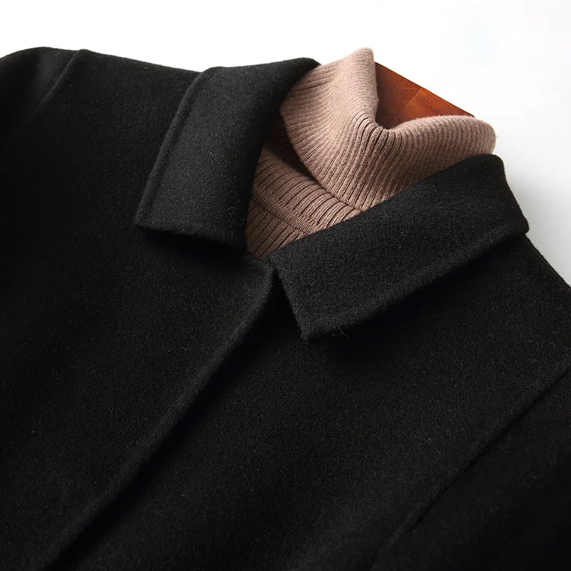 Женское шерстяное пальто с поясом винтажное элегантное в Корейском стиле модель