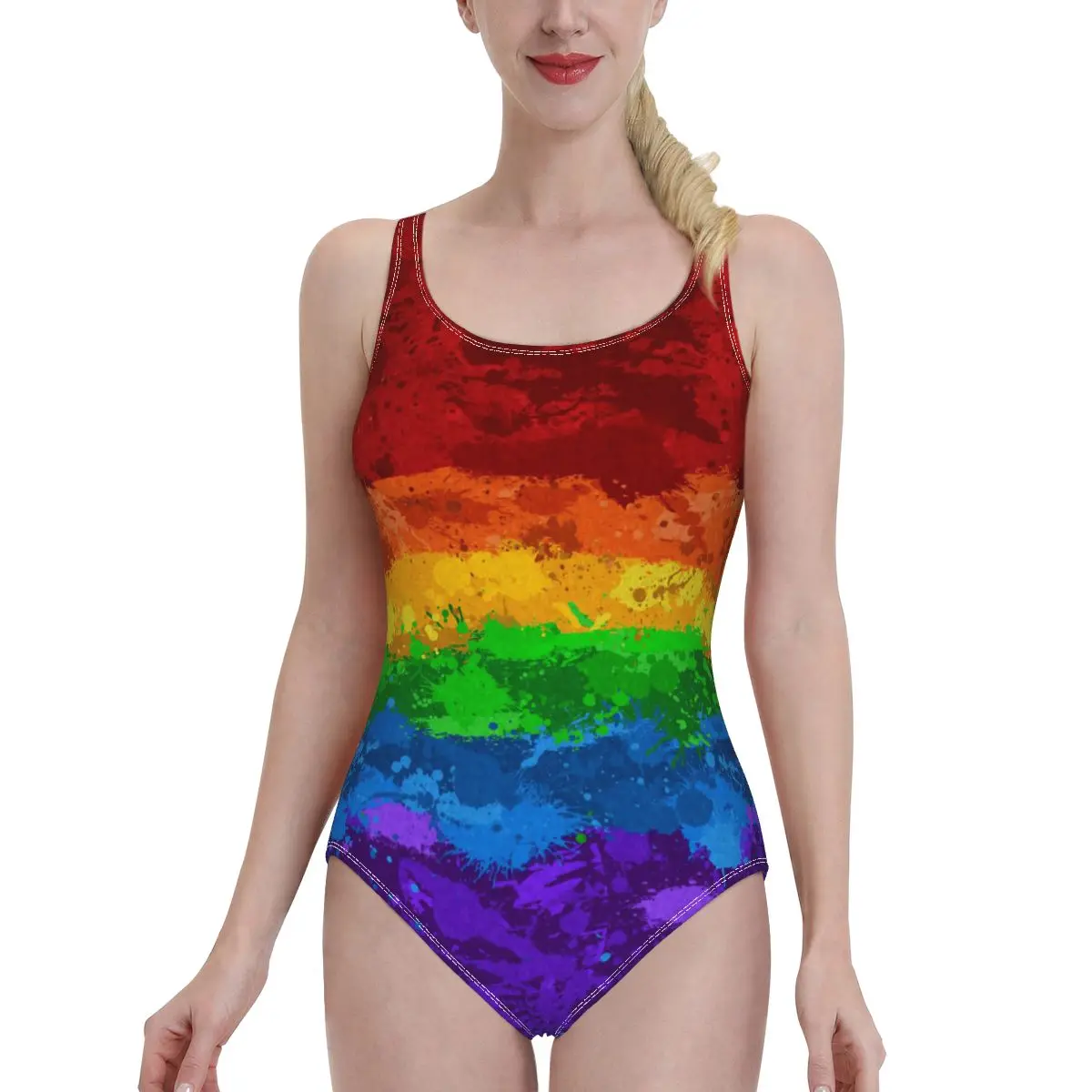 

Экзотический бикини в японском стиле аниме, купальник с радужными красками, флаг гордости, пляжная одежда, новинка, Женский Топ