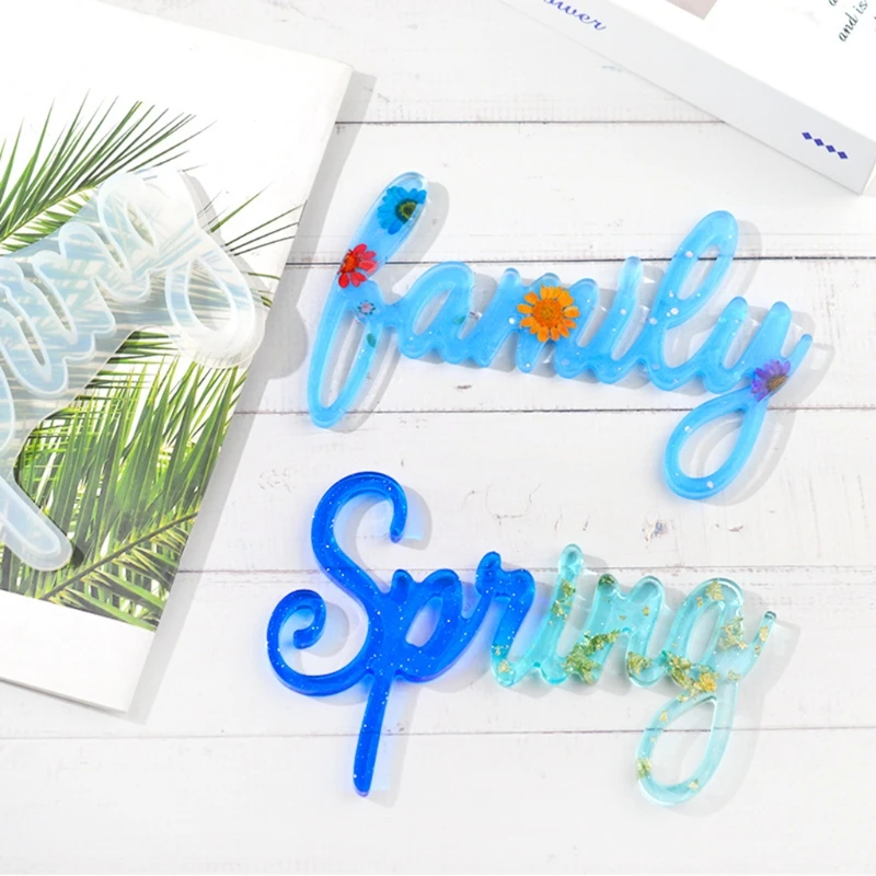 

Letter Sign Spring Family Resin Casting Molds English Letters Keychain Pendant Silicone Jewelry Resin Mold Craft Tools
