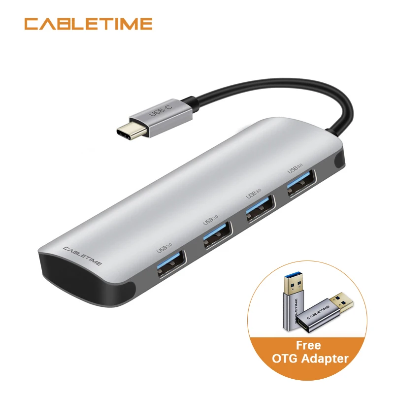 USB C концентратор Cabletime 4 порта 3 0 Тип 1 сплиттер с PD для ноутбука MacBook Samsung Galaxy S9/S8/Note 9
