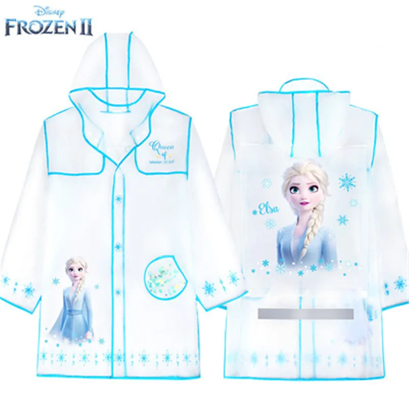 Frozen Princess Girls Boys Spiderman Transparent Rain Coat Big Hat Poncho  Reflective Strip
