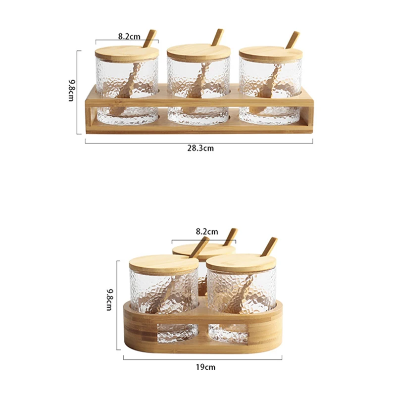 

Kitchen Household Spice Glass Bottle Seasoning Jar Three-Piece Salt Pot MSG Jar Seasoning Bottle Kitchen Accessories