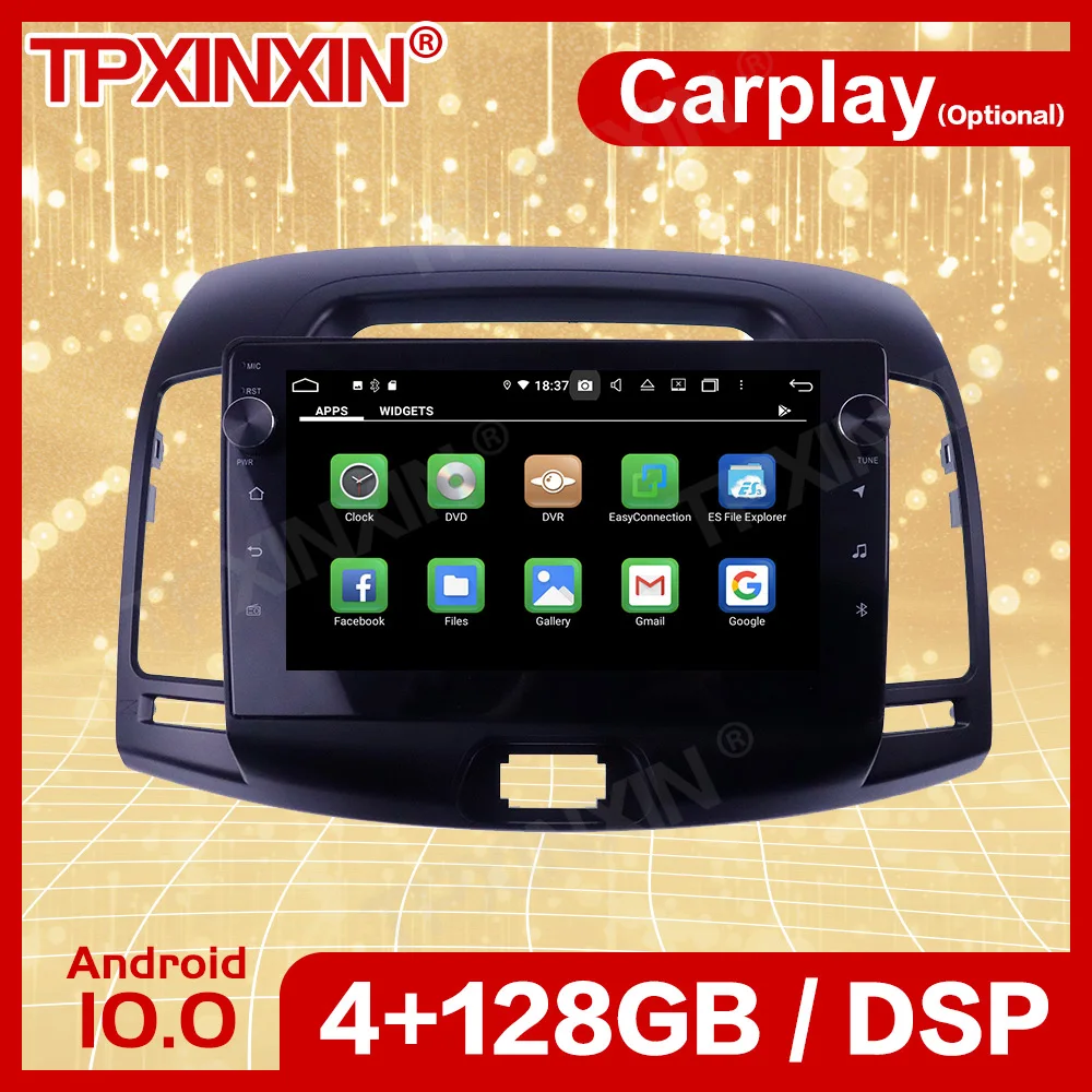 Беспроводной автомобильный стереоприемник Carplay 2 Din Android для Hyundai Elantra 2008 2009 2010 GPS