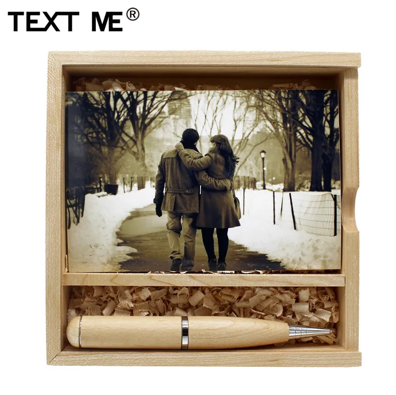 Текстовый логотип ME 64 Гб Клен деревянная ручка + коробка фотография usb флеш