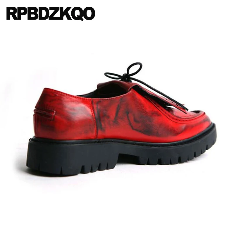 Spring Summer Tassel Nice European Fashion Oxfords Platform Creepers Cow Leather Runway Red Italy Chic Shoes Brand Famous Men | Обувь