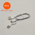 Портативный внешний аккумулятор 2 в 1 xiaomi 2 в 1, 30 см, Micro USB Тип c для mi 9 8 6 lite pro max 3 2 a2, зарядный кабель black shark