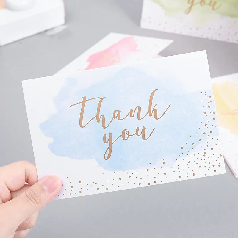 

6 Watercolor Greeting Cards Thanksgiving Gilded Christmas Thank You Cards Folded Flat Cards With Envelopes Creative Gift 2021