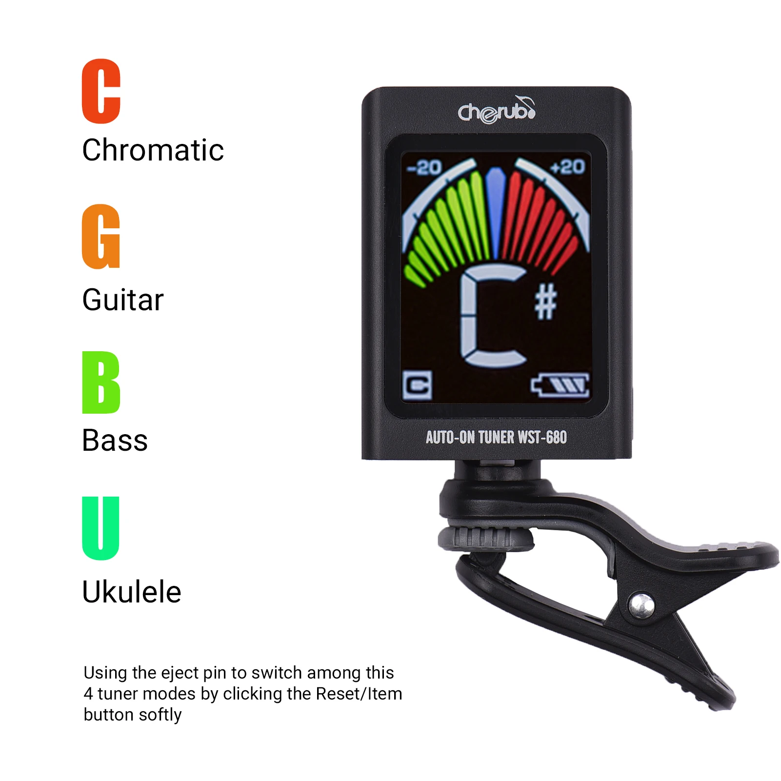 

Cherub Tuner Digital Auto-on Tuner Clip Type Tuner 1.7-inch VA LCD Display Guitar Tuner Apply for Guitar Ukulele Bass Parts