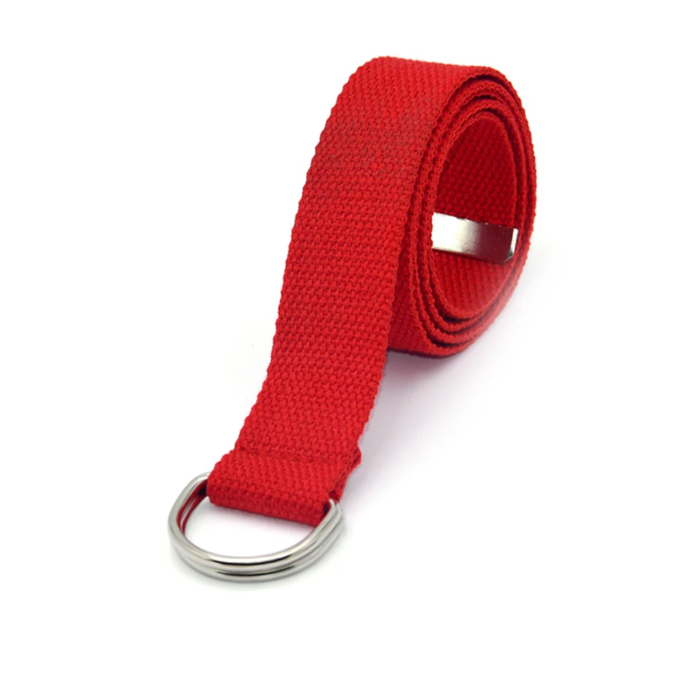 

2021 Unisex Canvas Solid Color Belts D Ring Double Buckle Waist Strap Women Men Teenager Long Wide Belt