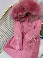 rosevans womens winter fur jackets lovely pink coats 2020 new real fur parka for women warm thick detachable loose overcoat
