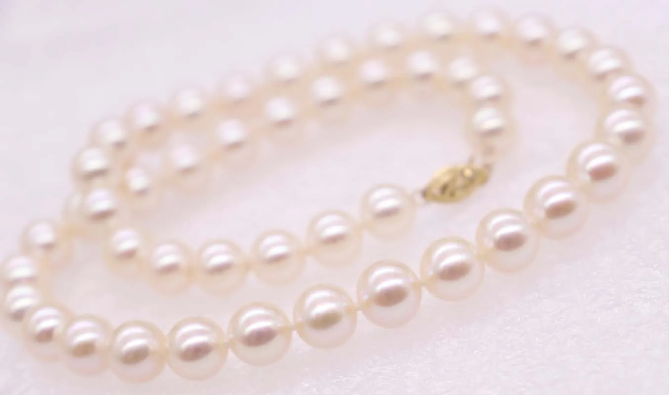 ?? ハイト品質 8.5-9 ミリメートル本物の真珠のネックレス 14 14k ソリッドゴールドクラスプ結婚式の宝石類
