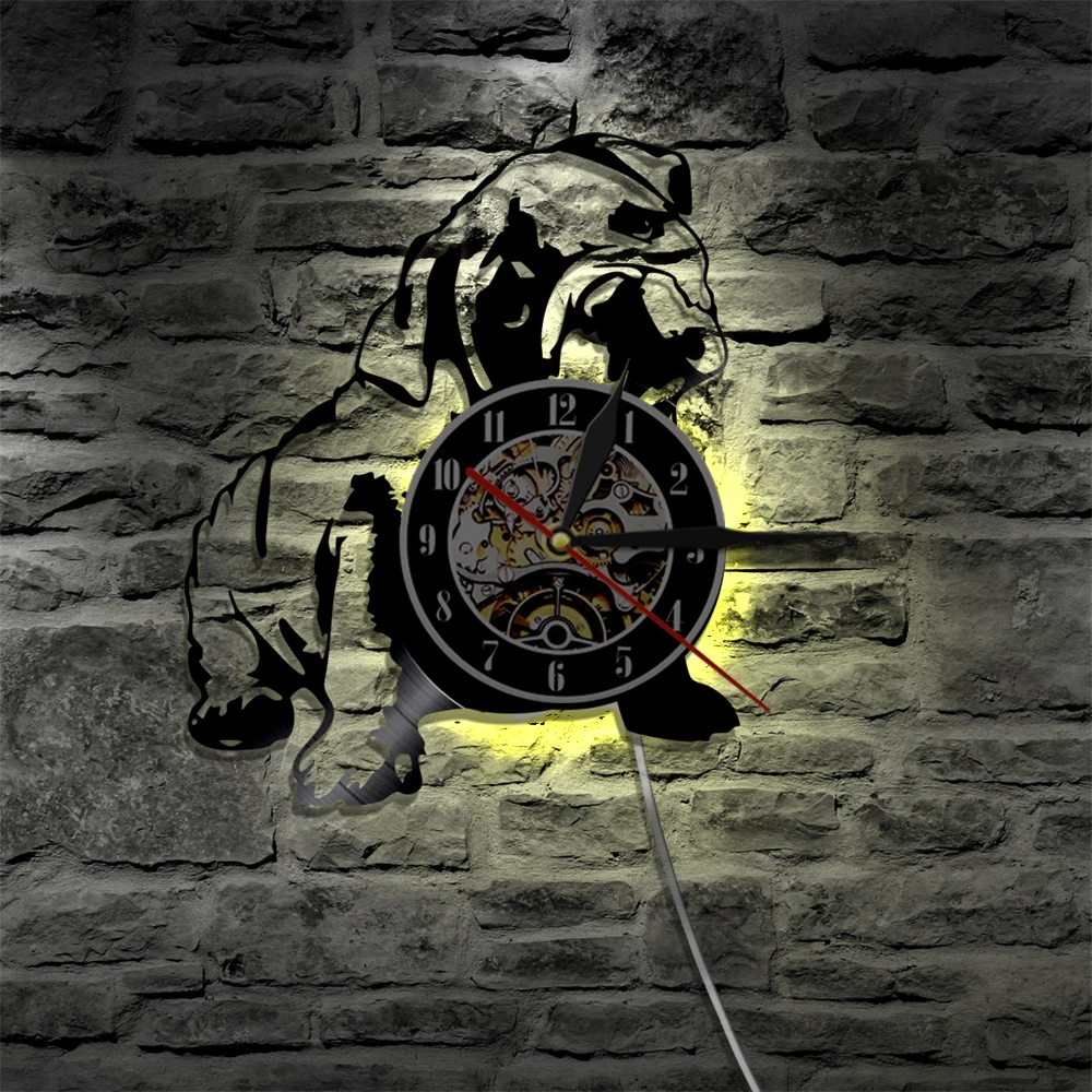 Настенные часы Bulldog с лазерной гравировкой виниловая пластина подарок для