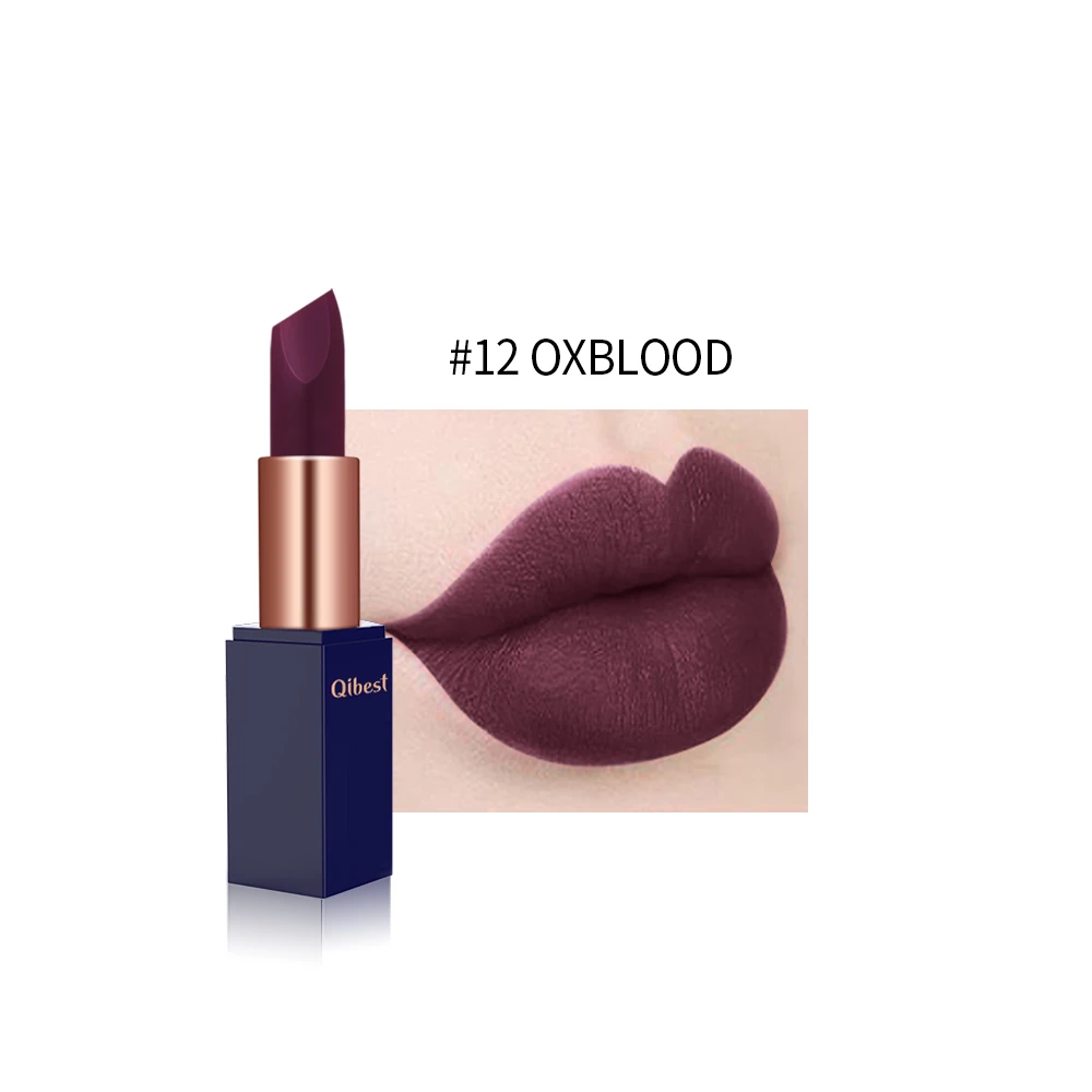 Qibest 12 Shade Nude Color Matte Lipstick Waterproof Pigment Red Long Lasting Makeup batom matte Maquillajes |