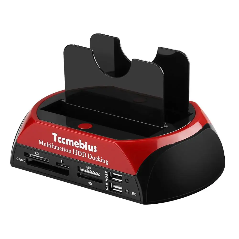 Billig 20 PCS Tccmebius USB 2,0 Zu 2,5 3,5-inch SATA IDE Dual Slot External Hard Drive Docking Station, Alle-in-one Kartenleser Und Hub
