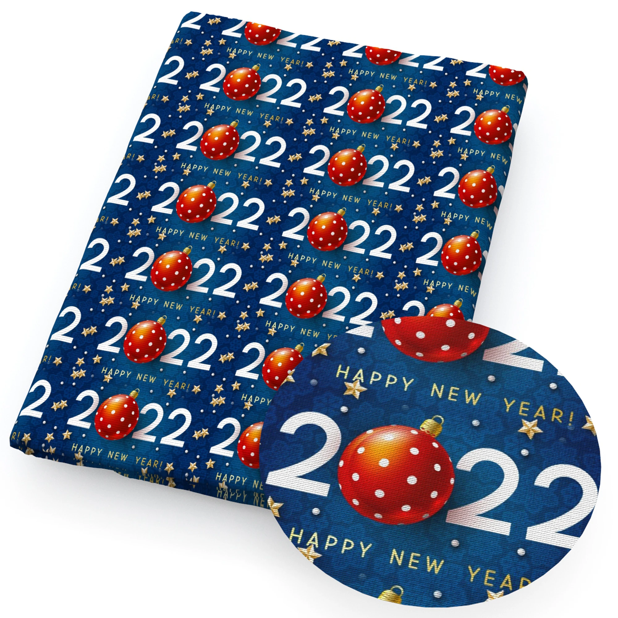 50*145см Счастливый Новый год 2022 Картон Полиэстер Хлопковая ткань Пэчворк Ткань Для детей Домашний текстиль Шитье Кукольное платье 1Yc20340