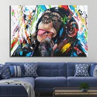 Забавная абстрактная картина с изображением обезьяны, гориллы, животных, Картина на холсте, настенное искусство для гостиной, спальни, Современное украшение без рамы