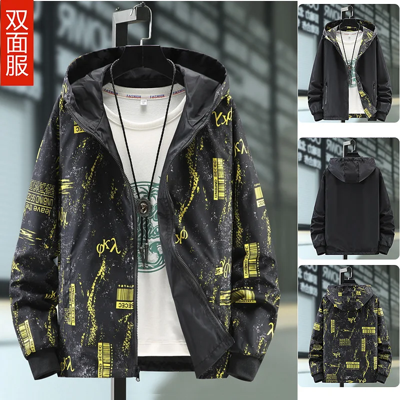 

Новая весенне-осенняя одежда с обеих сторон, ветровка для пар, Мужская блестящая куртка, куртки для мужчин