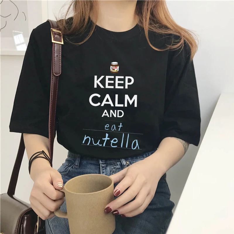 Футболка Nutella Kawaii женская с коротким рукавом черная футболка в стиле Харадзюку