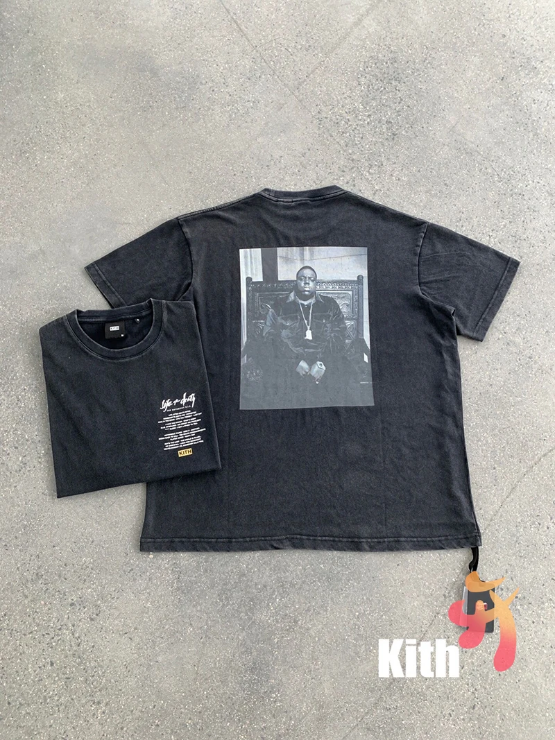 

KITH Biggie T Shirt High Quality Vintage Washed Box Logo Short Sleeve Oversize Men's Women's Kith Casual Tshirts