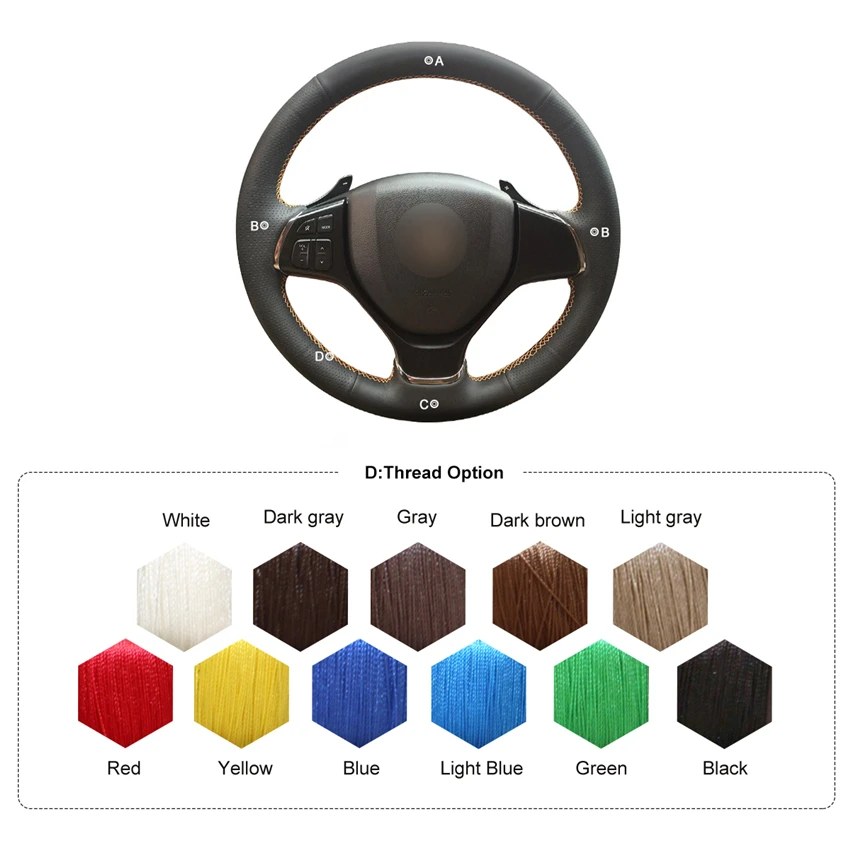 

MEWANT Black Artificial Leather Car Steering Wheel Covers for Suzuki Baleno Alivio 2015 2016 2017-2018 2019