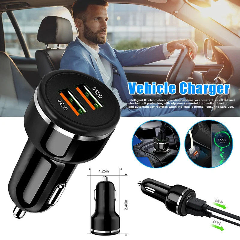 Car Phone Charger Dual USB with AIpower Seven Protection Function Fast Charge OD889 | Электроника