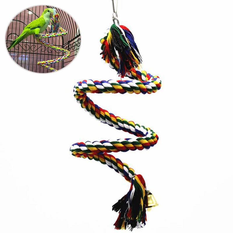 

Новый канат для попугаев висит плетеная волнистый Попугайчик веревка для жевания клетка для птиц попугая игрушка для домашних животных сте...