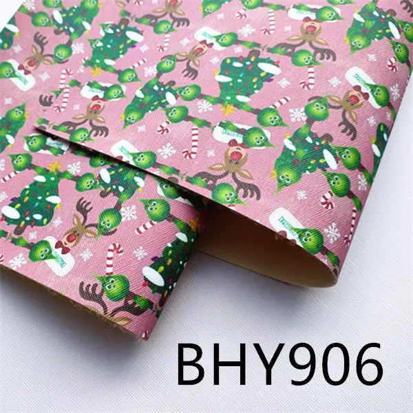 BHY906 A4 20*33 см мультфильм Рождественский персонаж Печать Синтетическая кожа ткань для DIY аксессуары BHY293 - Цвет: BHY906