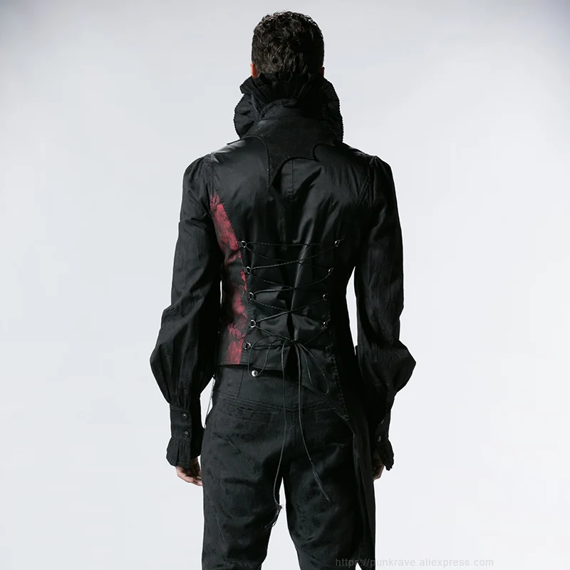 Мужской жилет в стиле панк с принтом готический бандажный ласточкиного хвоста