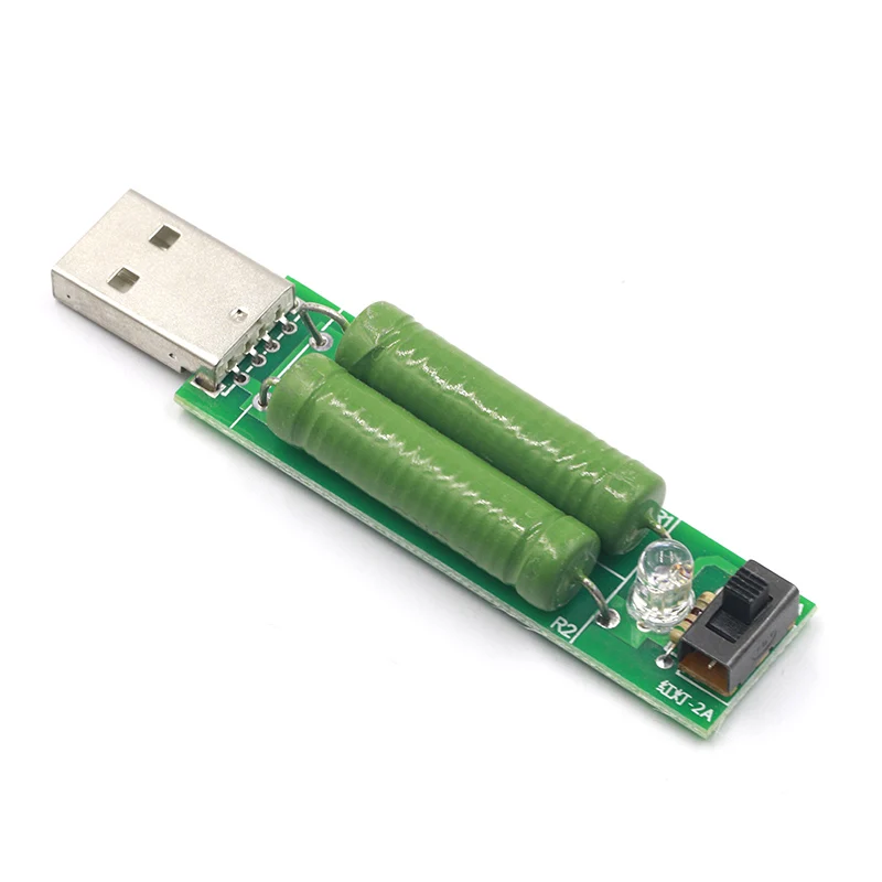 Resistencia de carga de descarga Mini, medidor de voltaje de corriente Digital 2A/1A con interruptor 1A, Led verde/2A, Led rojo, 1 unids/lote