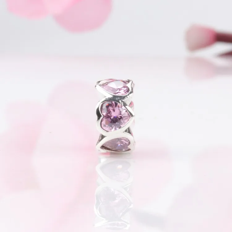 

Original 925 Sterling Silver Bead Sparkle With Crystal Heart Beads Fit Pandora Women Bracelet & Necklace Diy Jewelry