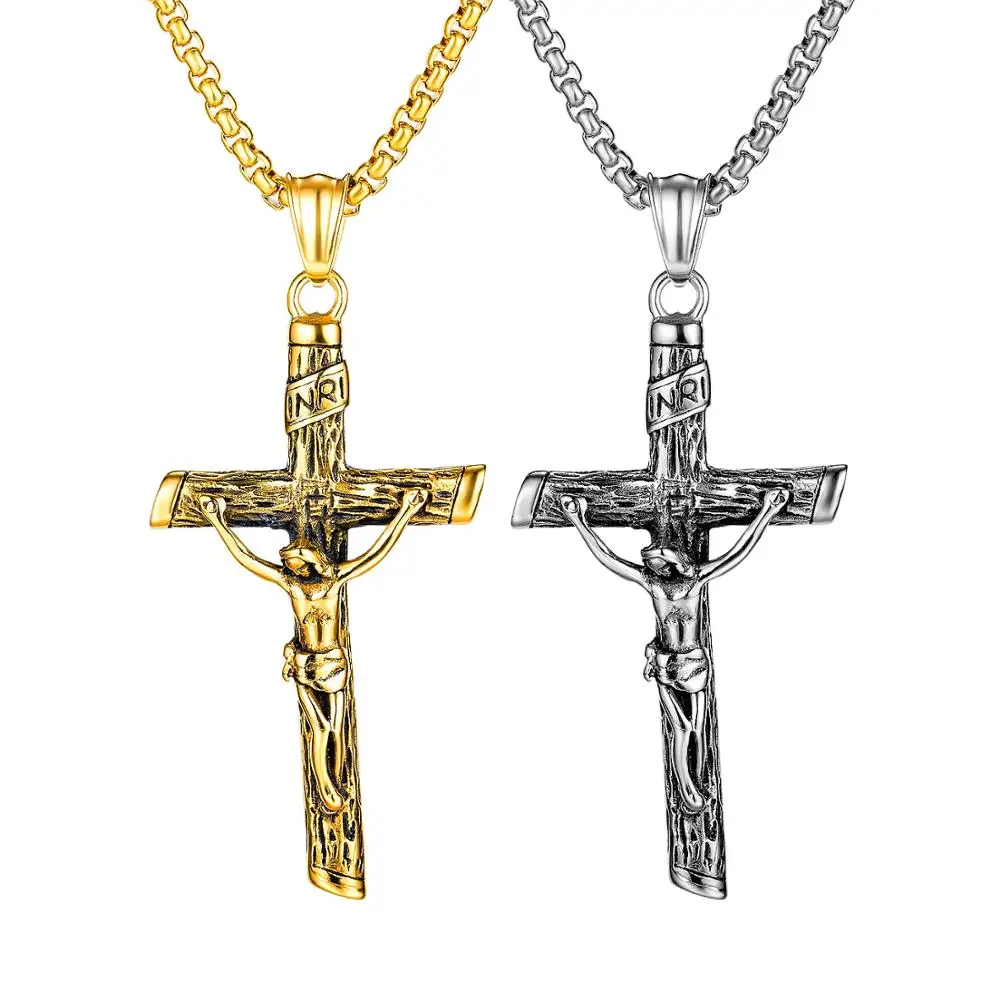 

Jesus Cross Necklace for Men 2020 New Fashion Gold color Cross Pendent with Chain Necklace Jewelry Gifts for Men
