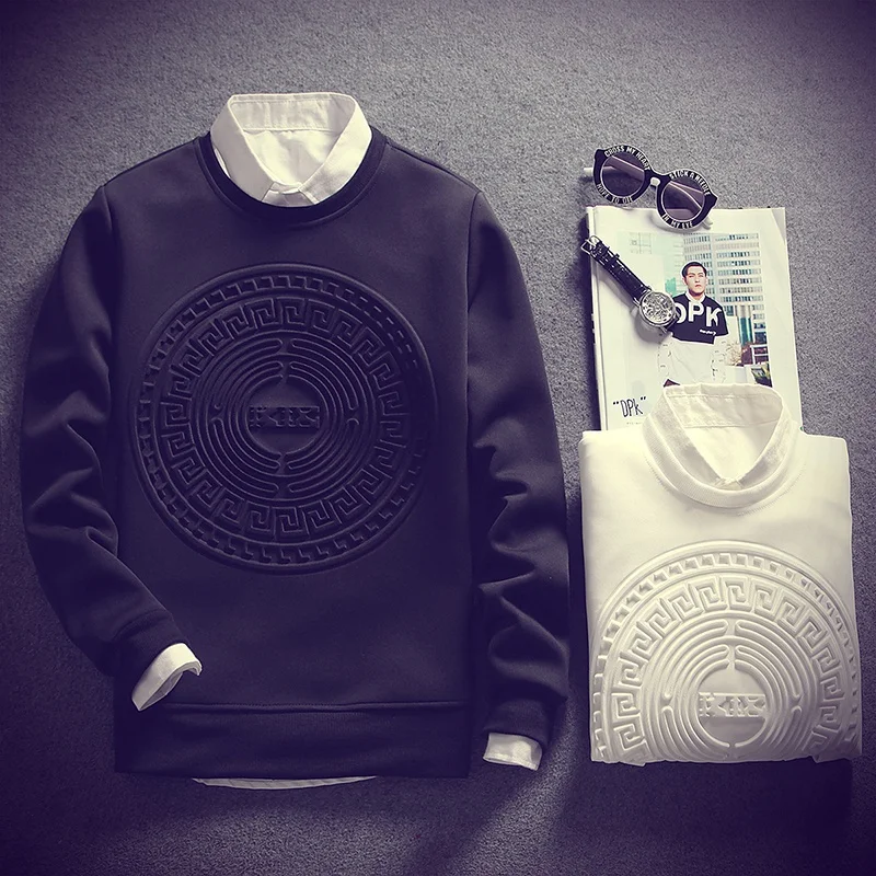 Men Sweatshirts 2022 New Spring And Autumn Three-Dimensional Pattern Male Pullover Trendy Thin Korean Style Teenager Boys H02